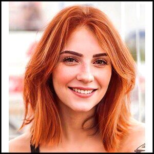 Shoulder Length Synthetic Wig with Curtain Bangs Heat Resistant Natural Look